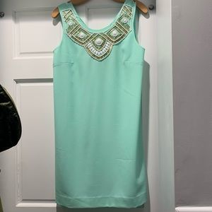 Lily Pulitzer teal green beaded dress.